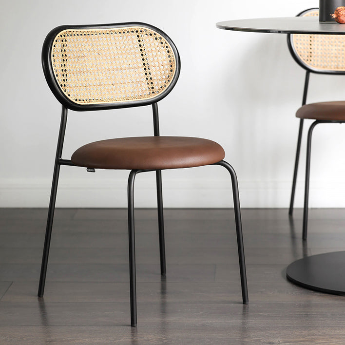 Faux Leather Side Chair Modern Style Cane Back Dining Chair for Indoor Clearhalo 'Dining Chairs' 'Dining Tables & Seating' 'dining_chair' 'furn' 'furn_dining_chair' 'Furniture' 'furniture_dining_chair' 'Kitchen & Dining Furniture' 5019484