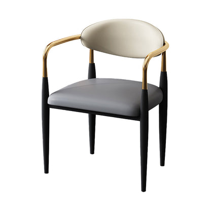 Modern Style Dining Chair Faux Leather Open Back Arm Chair for Home Grey 1 Piece Clearhalo 'Dining Chairs' 'Dining Tables & Seating' 'dining_chair' 'furn' 'furn_dining_chair' 'Furniture' 'furniture_dining_chair' 'Kitchen & Dining Furniture' 5019491