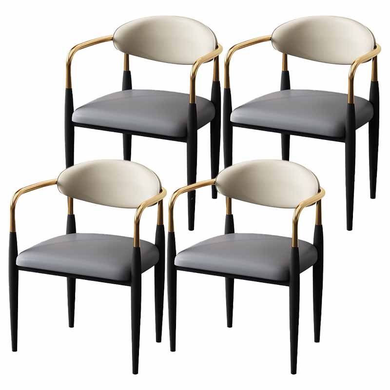 Modern Style Dining Chair Faux Leather Open Back Arm Chair for Home Grey 4 Piece Set Clearhalo 'Dining Chairs' 'Dining Tables & Seating' 'dining_chair' 'furn' 'furn_dining_chair' 'Furniture' 'furniture_dining_chair' 'Kitchen & Dining Furniture' 5019495
