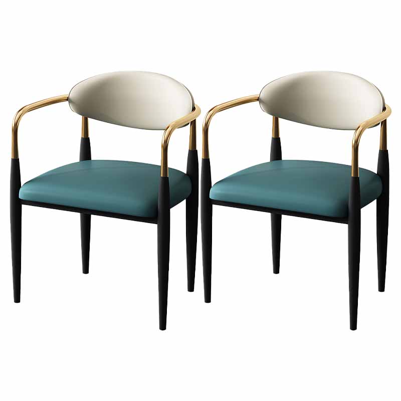 Modern Style Dining Chair Faux Leather Open Back Arm Chair for Home Green 2 Piece Set Clearhalo 'Dining Chairs' 'Dining Tables & Seating' 'dining_chair' 'furn' 'furn_dining_chair' 'Furniture' 'furniture_dining_chair' 'Kitchen & Dining Furniture' 5019500