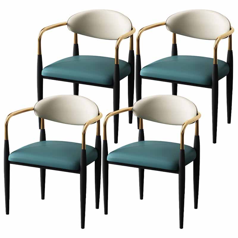 Modern Style Dining Chair Faux Leather Open Back Arm Chair for Home Green 4 Piece Set Clearhalo 'Dining Chairs' 'Dining Tables & Seating' 'dining_chair' 'furn' 'furn_dining_chair' 'Furniture' 'furniture_dining_chair' 'Kitchen & Dining Furniture' 5019501