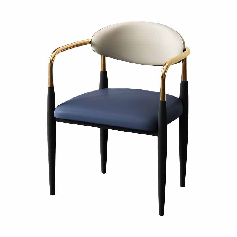 Modern Style Dining Chair Faux Leather Open Back Arm Chair for Home Blue 1 Piece Clearhalo 'Dining Chairs' 'Dining Tables & Seating' 'dining_chair' 'furn' 'furn_dining_chair' 'Furniture' 'furniture_dining_chair' 'Kitchen & Dining Furniture' 5019505