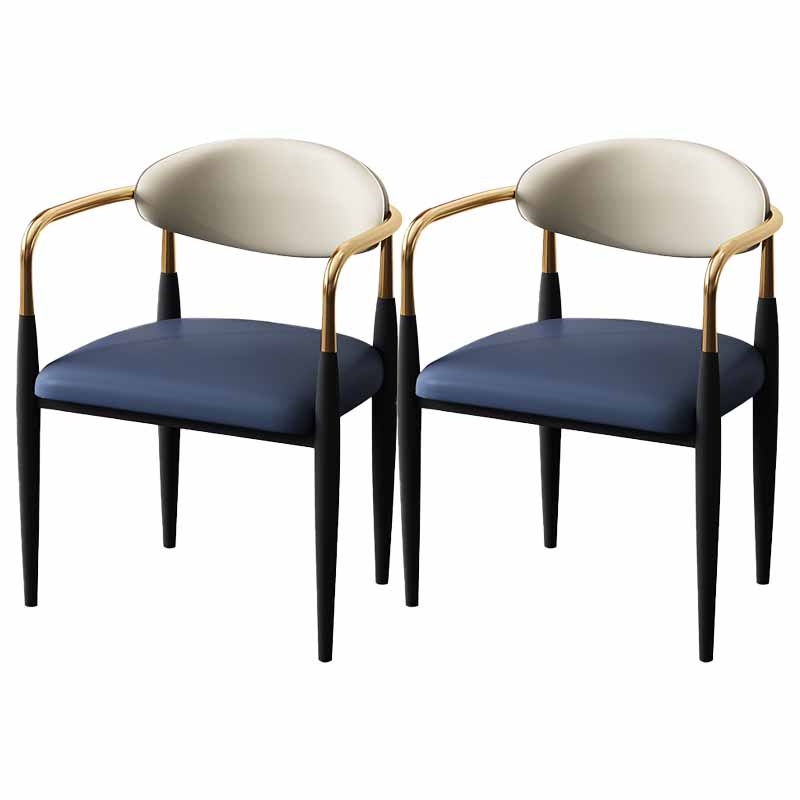 Modern Style Dining Chair Faux Leather Open Back Arm Chair for Home Blue 2 Piece Set Clearhalo 'Dining Chairs' 'Dining Tables & Seating' 'dining_chair' 'furn' 'furn_dining_chair' 'Furniture' 'furniture_dining_chair' 'Kitchen & Dining Furniture' 5019506