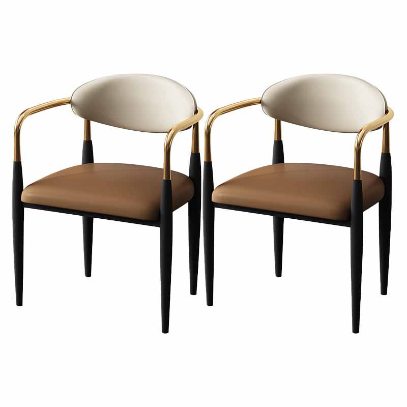 Modern Style Dining Chair Faux Leather Open Back Arm Chair for Home Coffee 2 Piece Set Clearhalo 'Dining Chairs' 'Dining Tables & Seating' 'dining_chair' 'furn' 'furn_dining_chair' 'Furniture' 'furniture_dining_chair' 'Kitchen & Dining Furniture' 5019509