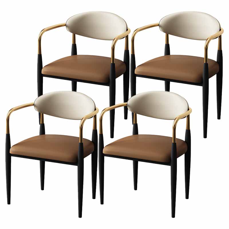 Modern Style Dining Chair Faux Leather Open Back Arm Chair for Home Coffee 4 Piece Set Clearhalo 'Dining Chairs' 'Dining Tables & Seating' 'dining_chair' 'furn' 'furn_dining_chair' 'Furniture' 'furniture_dining_chair' 'Kitchen & Dining Furniture' 5019510
