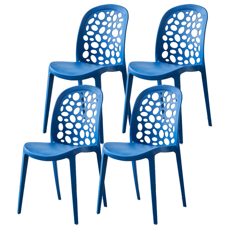 Scandinavian Plastic Side Chair Open Back Kitchen Dining Room Chair Blue Set of 4 Clearhalo 'Dining Chairs' 'Dining Tables & Seating' 'dining_chair' 'Furniture' 'furniture_dining_chair' 'Kitchen & Dining Furniture' 5019520
