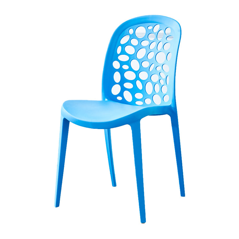 Scandinavian Plastic Side Chair Open Back Kitchen Dining Room Chair Dark Blue 1 Piece Clearhalo 'Dining Chairs' 'Dining Tables & Seating' 'dining_chair' 'Furniture' 'furniture_dining_chair' 'Kitchen & Dining Furniture' 5019523