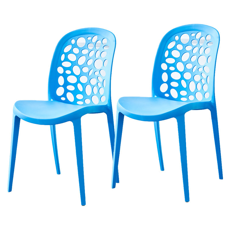 Scandinavian Plastic Side Chair Open Back Kitchen Dining Room Chair Dark Blue Set of 2 Clearhalo 'Dining Chairs' 'Dining Tables & Seating' 'dining_chair' 'Furniture' 'furniture_dining_chair' 'Kitchen & Dining Furniture' 5019524