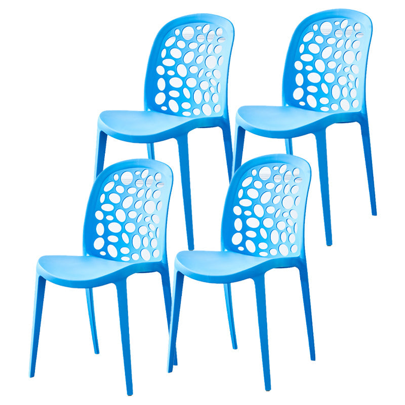 Scandinavian Plastic Side Chair Open Back Kitchen Dining Room Chair Dark Blue Set of 4 Clearhalo 'Dining Chairs' 'Dining Tables & Seating' 'dining_chair' 'Furniture' 'furniture_dining_chair' 'Kitchen & Dining Furniture' 5019526