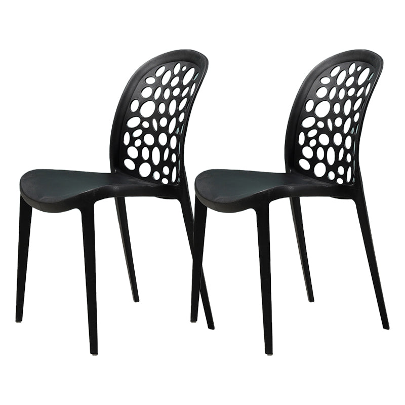 Scandinavian Plastic Side Chair Open Back Kitchen Dining Room Chair Black Set of 2 Clearhalo 'Dining Chairs' 'Dining Tables & Seating' 'dining_chair' 'Furniture' 'furniture_dining_chair' 'Kitchen & Dining Furniture' 5019530