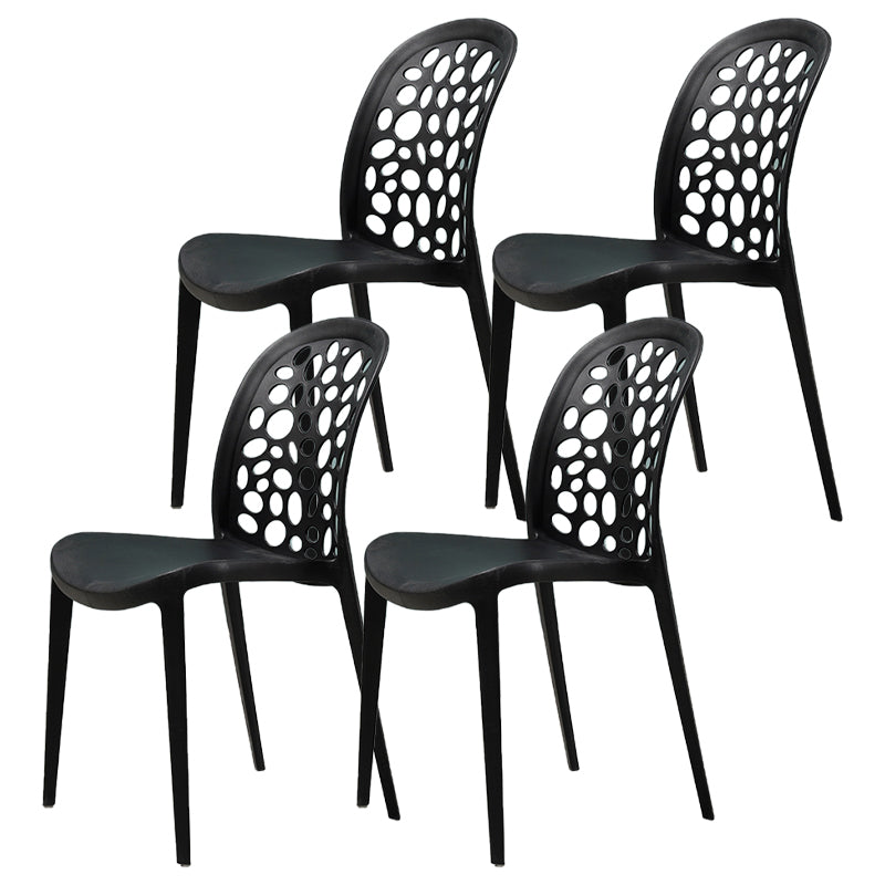 Scandinavian Plastic Side Chair Open Back Kitchen Dining Room Chair Black Set of 4 Clearhalo 'Dining Chairs' 'Dining Tables & Seating' 'dining_chair' 'Furniture' 'furniture_dining_chair' 'Kitchen & Dining Furniture' 5019533