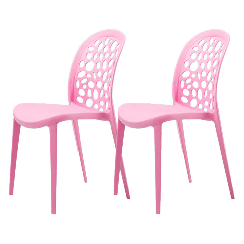 Scandinavian Plastic Side Chair Open Back Kitchen Dining Room Chair Pink Set of 2 Clearhalo 'Dining Chairs' 'Dining Tables & Seating' 'dining_chair' 'Furniture' 'furniture_dining_chair' 'Kitchen & Dining Furniture' 5019537