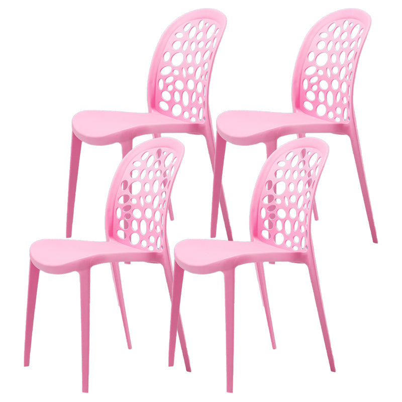 Scandinavian Plastic Side Chair Open Back Kitchen Dining Room Chair Pink Set of 4 Clearhalo 'Dining Chairs' 'Dining Tables & Seating' 'dining_chair' 'Furniture' 'furniture_dining_chair' 'Kitchen & Dining Furniture' 5019538