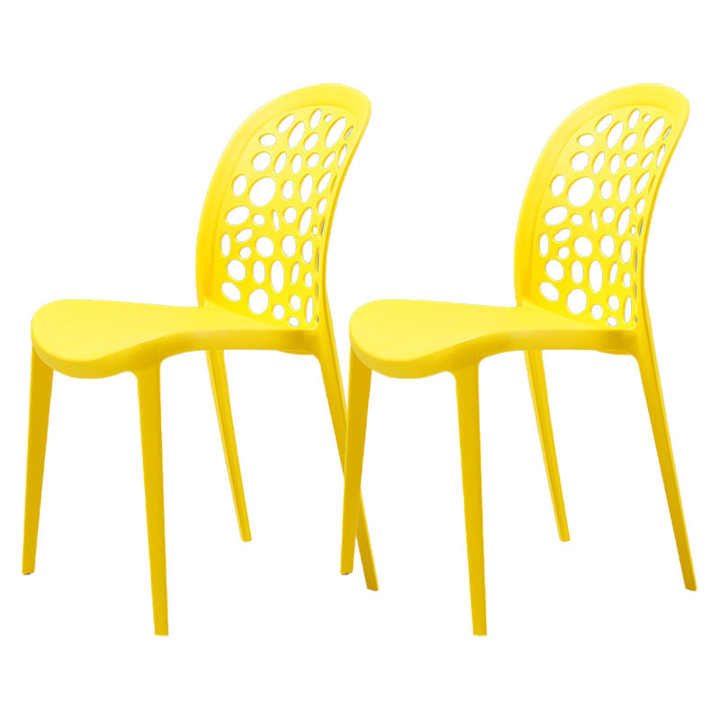 Scandinavian Plastic Side Chair Open Back Kitchen Dining Room Chair Yellow Set of 2 Clearhalo 'Dining Chairs' 'Dining Tables & Seating' 'dining_chair' 'Furniture' 'furniture_dining_chair' 'Kitchen & Dining Furniture' 5019543