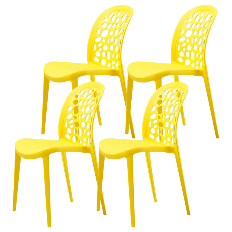Scandinavian Plastic Side Chair Open Back Kitchen Dining Room Chair Yellow Set of 4 Clearhalo 'Dining Chairs' 'Dining Tables & Seating' 'dining_chair' 'Furniture' 'furniture_dining_chair' 'Kitchen & Dining Furniture' 5019544