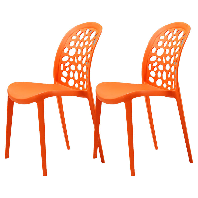 Scandinavian Plastic Side Chair Open Back Kitchen Dining Room Chair Orange Set of 2 Clearhalo 'Dining Chairs' 'Dining Tables & Seating' 'dining_chair' 'Furniture' 'furniture_dining_chair' 'Kitchen & Dining Furniture' 5019546
