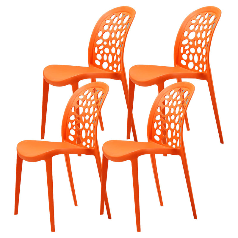 Scandinavian Plastic Side Chair Open Back Kitchen Dining Room Chair Orange Set of 4 Clearhalo 'Dining Chairs' 'Dining Tables & Seating' 'dining_chair' 'Furniture' 'furniture_dining_chair' 'Kitchen & Dining Furniture' 5019547