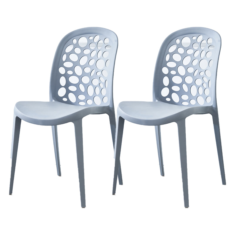 Scandinavian Plastic Side Chair Open Back Kitchen Dining Room Chair Grey Set of 2 Clearhalo 'Dining Chairs' 'Dining Tables & Seating' 'dining_chair' 'Furniture' 'furniture_dining_chair' 'Kitchen & Dining Furniture' 5019549