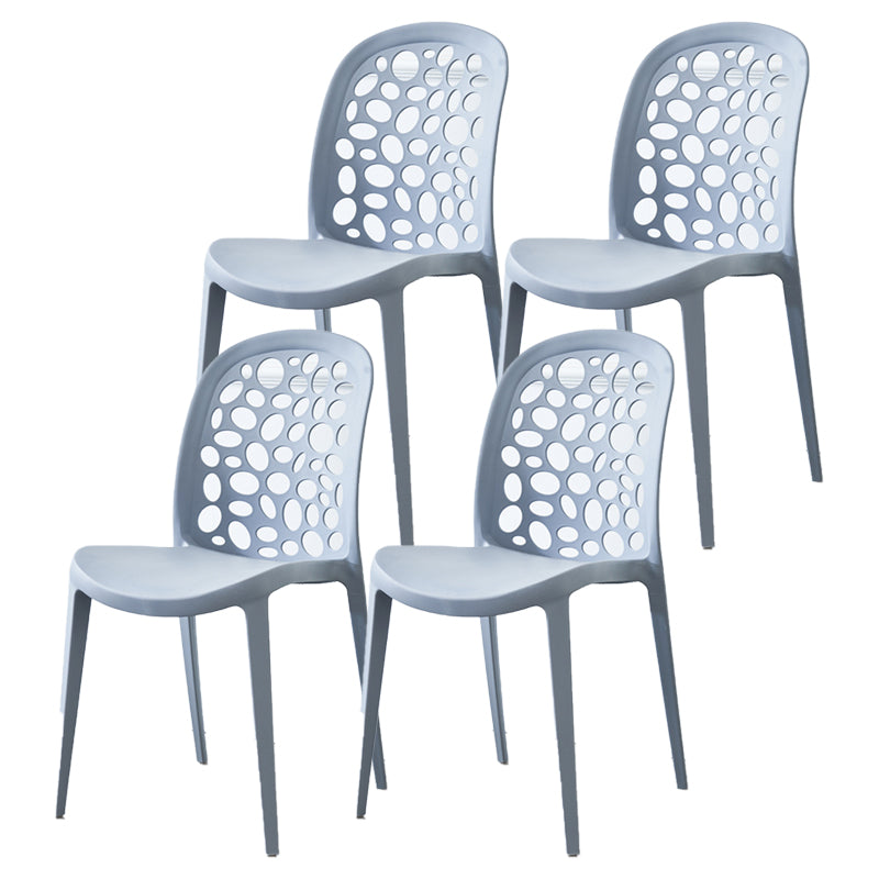 Scandinavian Plastic Side Chair Open Back Kitchen Dining Room Chair Grey Set of 4 Clearhalo 'Dining Chairs' 'Dining Tables & Seating' 'dining_chair' 'Furniture' 'furniture_dining_chair' 'Kitchen & Dining Furniture' 5019550