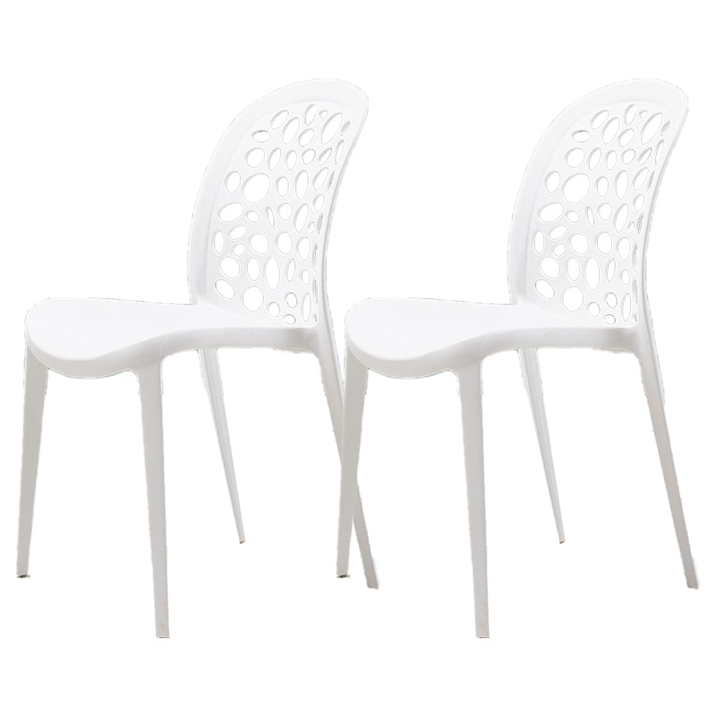 Scandinavian Plastic Side Chair Open Back Kitchen Dining Room Chair White Set of 2 Clearhalo 'Dining Chairs' 'Dining Tables & Seating' 'dining_chair' 'Furniture' 'furniture_dining_chair' 'Kitchen & Dining Furniture' 5019552