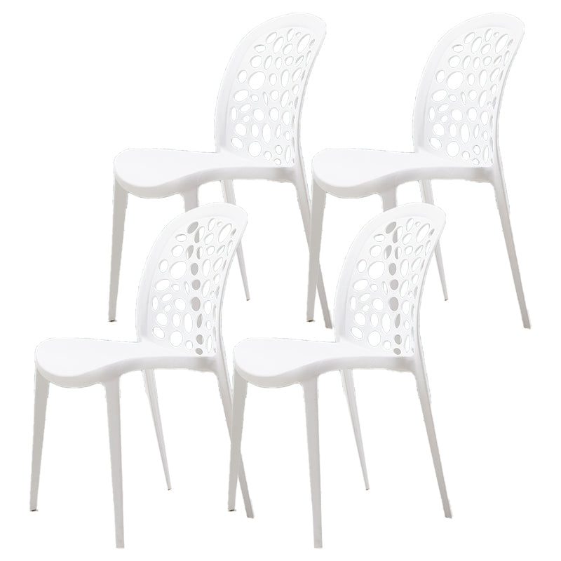 Scandinavian Plastic Side Chair Open Back Kitchen Dining Room Chair White Set of 4 Clearhalo 'Dining Chairs' 'Dining Tables & Seating' 'dining_chair' 'Furniture' 'furniture_dining_chair' 'Kitchen & Dining Furniture' 5019553