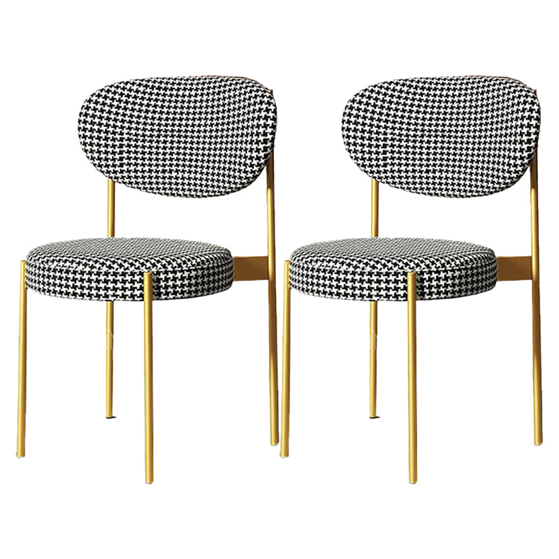 Glam Style Upholstered Dining Chair Open Back Dining Side Chair for Home Black-Gold 2 Piece Set Clearhalo 'Dining Chairs' 'Dining Tables & Seating' 'dining_chair' 'furn' 'furn_dining_chair' 'Furniture' 'furniture_dining_chair' 'Kitchen & Dining Furniture' 5019559