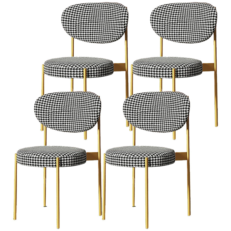 Glam Style Upholstered Dining Chair Open Back Dining Side Chair for Home Black-Gold 4 Piece Set Clearhalo 'Dining Chairs' 'Dining Tables & Seating' 'dining_chair' 'furn' 'furn_dining_chair' 'Furniture' 'furniture_dining_chair' 'Kitchen & Dining Furniture' 5019561