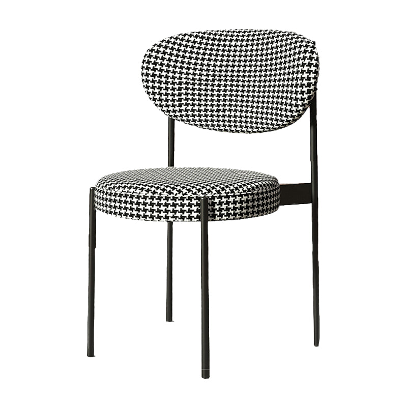 Glam Style Upholstered Dining Chair Open Back Dining Side Chair for Home Black White 1 Piece Clearhalo 'Dining Chairs' 'Dining Tables & Seating' 'dining_chair' 'furn' 'furn_dining_chair' 'Furniture' 'furniture_dining_chair' 'Kitchen & Dining Furniture' 5019562