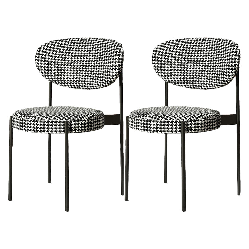Glam Style Upholstered Dining Chair Open Back Dining Side Chair for Home Black White 2 Piece Set Clearhalo 'Dining Chairs' 'Dining Tables & Seating' 'dining_chair' 'furn' 'furn_dining_chair' 'Furniture' 'furniture_dining_chair' 'Kitchen & Dining Furniture' 5019565