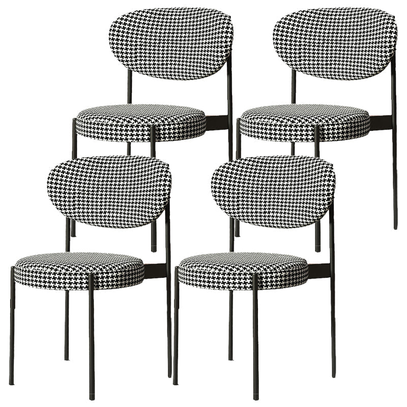 Glam Style Upholstered Dining Chair Open Back Dining Side Chair for Home Black White 4 Piece Set Clearhalo 'Dining Chairs' 'Dining Tables & Seating' 'dining_chair' 'furn' 'furn_dining_chair' 'Furniture' 'furniture_dining_chair' 'Kitchen & Dining Furniture' 5019566