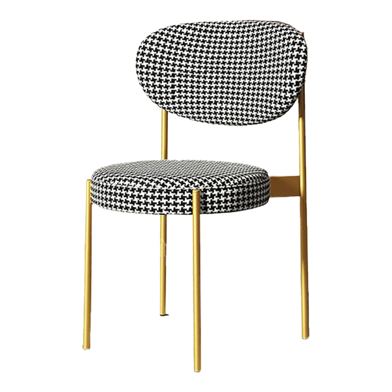 Glam Style Upholstered Dining Chair Open Back Dining Side Chair for Home Black-Gold 1 Piece Clearhalo 'Dining Chairs' 'Dining Tables & Seating' 'dining_chair' 'furn' 'furn_dining_chair' 'Furniture' 'furniture_dining_chair' 'Kitchen & Dining Furniture' 5019567