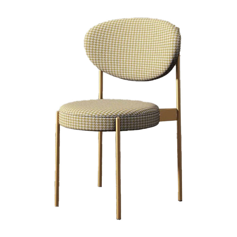 Glam Style Upholstered Dining Chair Open Back Dining Side Chair for Home Yellow 1 Piece Clearhalo 'Dining Chairs' 'Dining Tables & Seating' 'dining_chair' 'furn' 'furn_dining_chair' 'Furniture' 'furniture_dining_chair' 'Kitchen & Dining Furniture' 5019568
