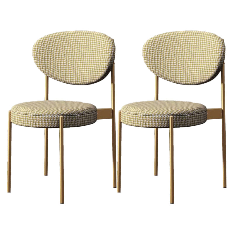 Glam Style Upholstered Dining Chair Open Back Dining Side Chair for Home Yellow 2 Piece Set Clearhalo 'Dining Chairs' 'Dining Tables & Seating' 'dining_chair' 'furn' 'furn_dining_chair' 'Furniture' 'furniture_dining_chair' 'Kitchen & Dining Furniture' 5019570
