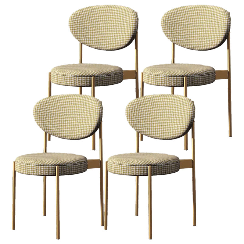 Glam Style Upholstered Dining Chair Open Back Dining Side Chair for Home Yellow 4 Piece Set Clearhalo 'Dining Chairs' 'Dining Tables & Seating' 'dining_chair' 'furn' 'furn_dining_chair' 'Furniture' 'furniture_dining_chair' 'Kitchen & Dining Furniture' 5019572