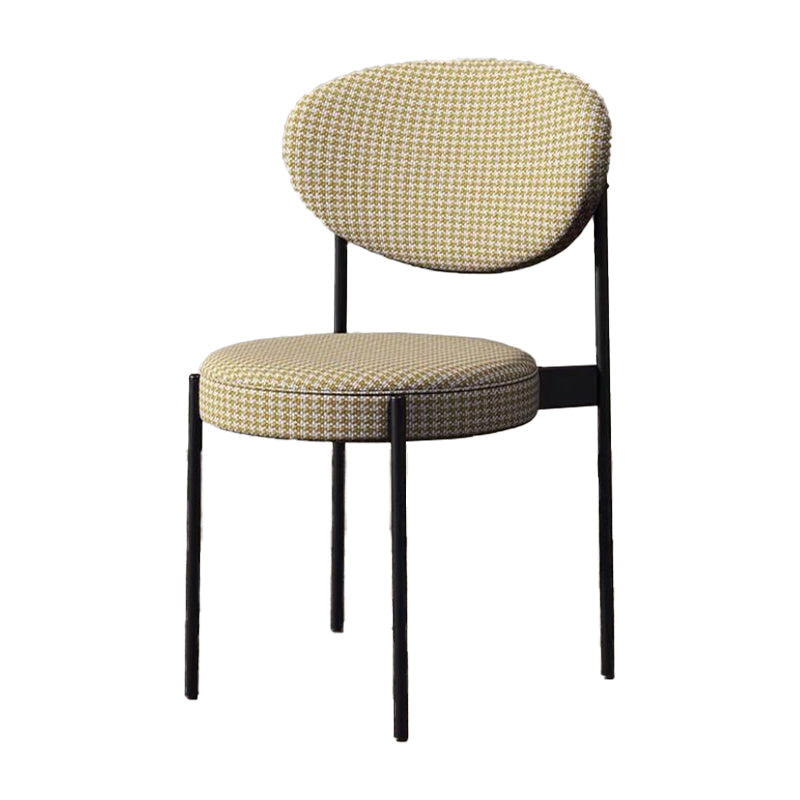 Glam Style Upholstered Dining Chair Open Back Dining Side Chair for Home Black-Yellow 1 Piece Clearhalo 'Dining Chairs' 'Dining Tables & Seating' 'dining_chair' 'furn' 'furn_dining_chair' 'Furniture' 'furniture_dining_chair' 'Kitchen & Dining Furniture' 5019574