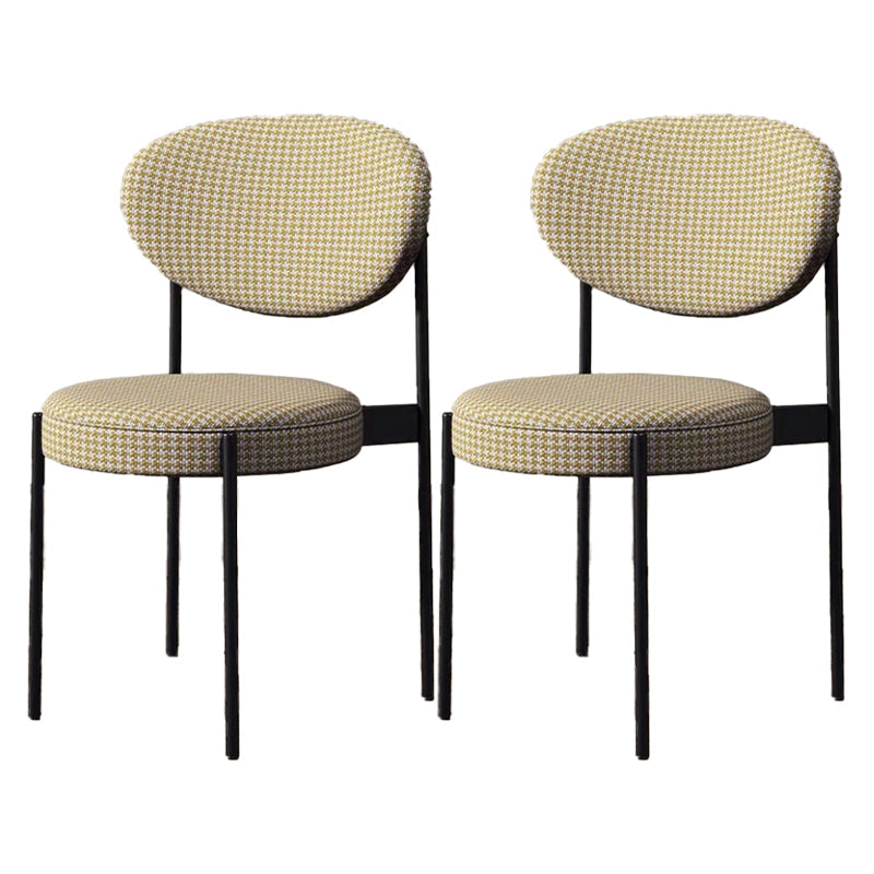 Glam Style Upholstered Dining Chair Open Back Dining Side Chair for Home Black-Yellow 2 Piece Set Clearhalo 'Dining Chairs' 'Dining Tables & Seating' 'dining_chair' 'furn' 'furn_dining_chair' 'Furniture' 'furniture_dining_chair' 'Kitchen & Dining Furniture' 5019575