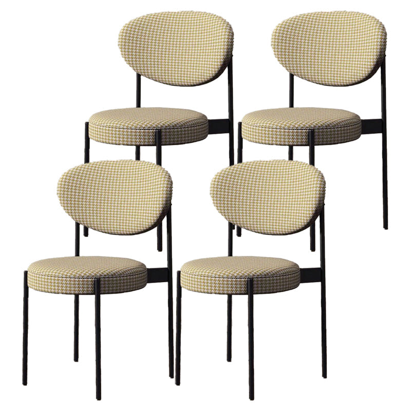 Glam Style Upholstered Dining Chair Open Back Dining Side Chair for Home Black-Yellow 4 Piece Set Clearhalo 'Dining Chairs' 'Dining Tables & Seating' 'dining_chair' 'furn' 'furn_dining_chair' 'Furniture' 'furniture_dining_chair' 'Kitchen & Dining Furniture' 5019576