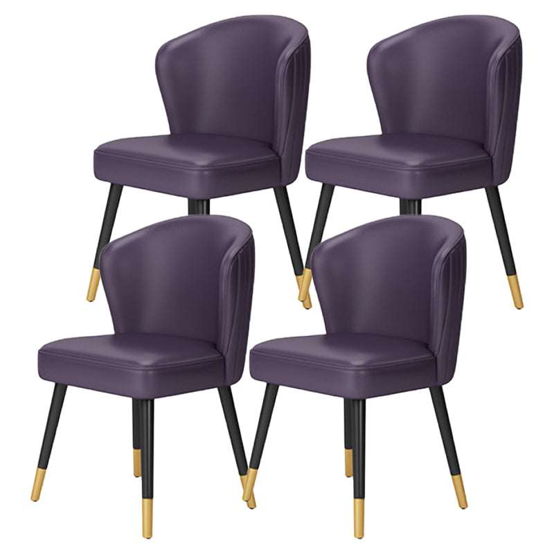 Armless Dining Chairs Nordic Kitchen Side Chairs for Dining Room Dark Purple 4 Piece Set Clearhalo 'Dining Chairs' 'Dining Tables & Seating' 'dining_chair' 'furn' 'furn_dining_chair' 'Furniture' 'furniture_dining_chair' 'Kitchen & Dining Furniture' 5019601