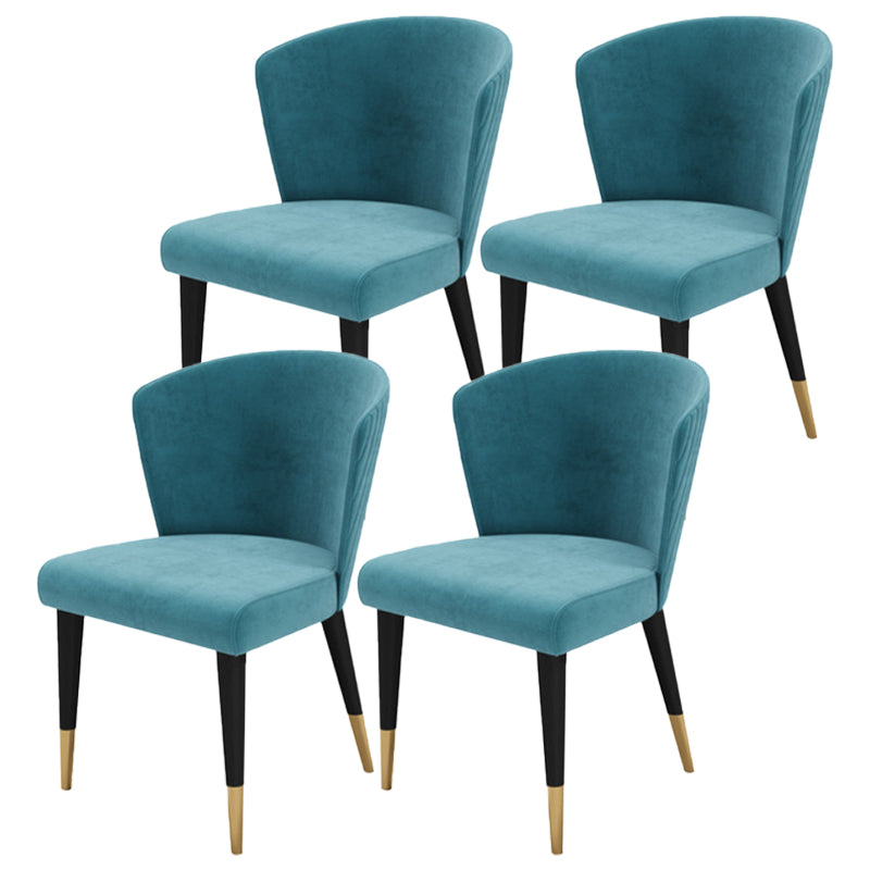 Armless Dining Chairs Nordic Kitchen Side Chairs for Dining Room Peacock Blue 4 Piece Set Clearhalo 'Dining Chairs' 'Dining Tables & Seating' 'dining_chair' 'furn' 'furn_dining_chair' 'Furniture' 'furniture_dining_chair' 'Kitchen & Dining Furniture' 5019611