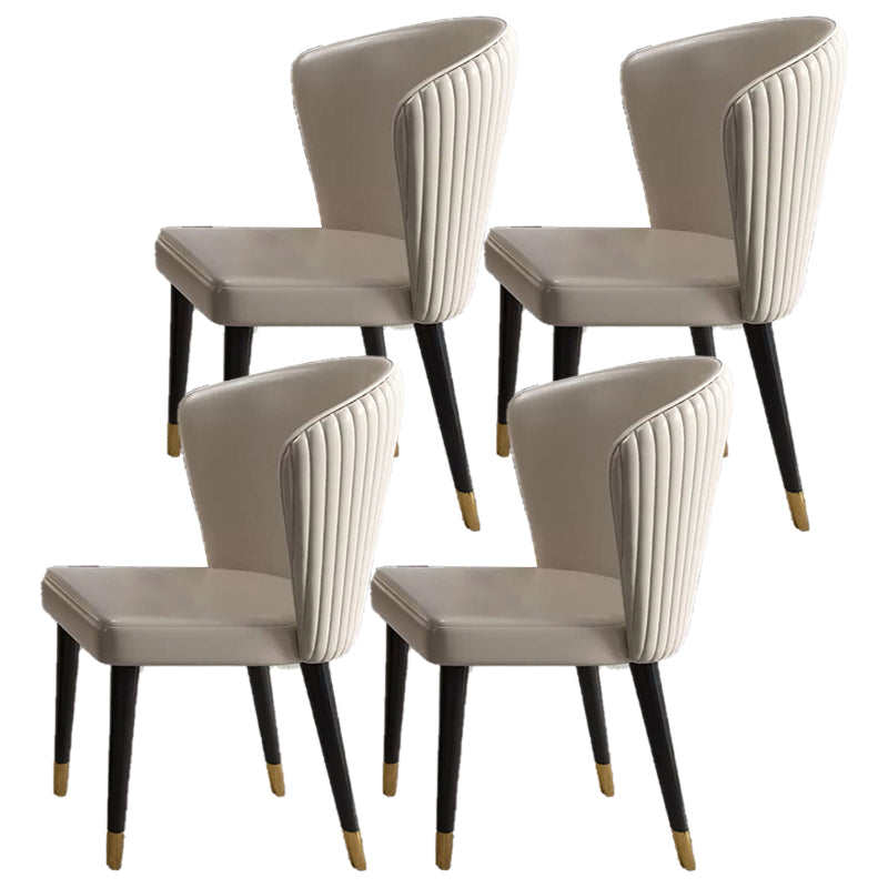 Armless Dining Chairs Nordic Kitchen Side Chairs for Dining Room Off-White 4 Piece Set Clearhalo 'Dining Chairs' 'Dining Tables & Seating' 'dining_chair' 'furn' 'furn_dining_chair' 'Furniture' 'furniture_dining_chair' 'Kitchen & Dining Furniture' 5019613