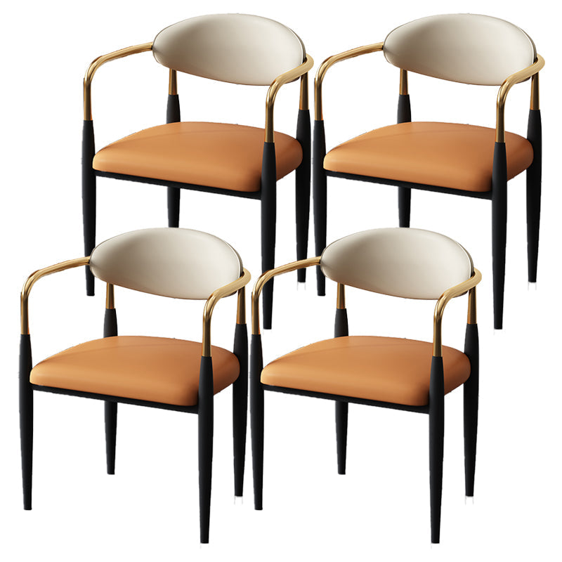 Glam Style Arm Chair Faux Leather Open Back Dining Chair for Home Orange 4 Piece Set Clearhalo 'Dining Chairs' 'Dining Tables & Seating' 'dining_chair' 'furn' 'furn_dining_chair' 'Furniture' 'furniture_dining_chair' 'Kitchen & Dining Furniture' 5019617
