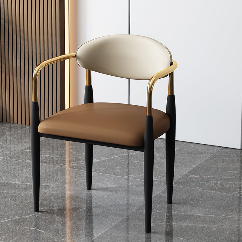 Glam Style Arm Chair Faux Leather Open Back Dining Chair for Home Clearhalo 'Dining Chairs' 'Dining Tables & Seating' 'dining_chair' 'furn' 'furn_dining_chair' 'Furniture' 'furniture_dining_chair' 'Kitchen & Dining Furniture' 5019618