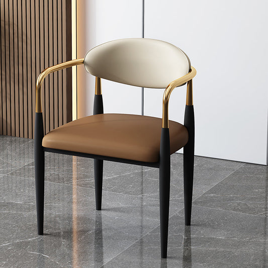 Glam Style Arm Chair Faux Leather Open Back Dining Chair for Home Clearhalo 'Dining Chairs' 'Dining Tables & Seating' 'dining_chair' 'furn' 'furn_dining_chair' 'Furniture' 'furniture_dining_chair' 'Kitchen & Dining Furniture' 5019618