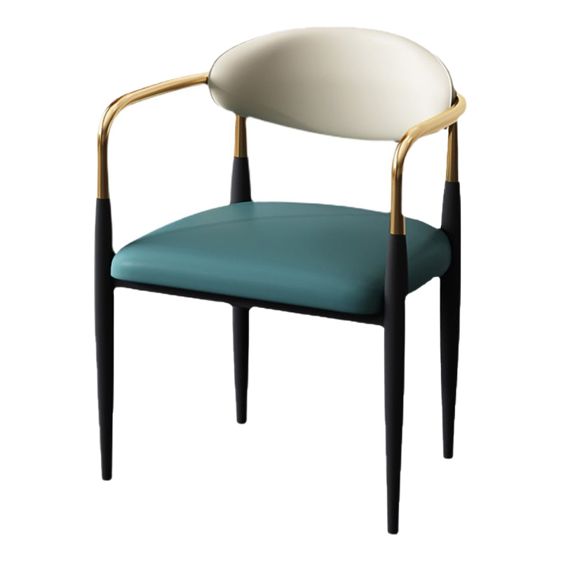 Glam Style Arm Chair Faux Leather Open Back Dining Chair for Home Green 1 Piece Clearhalo 'Dining Chairs' 'Dining Tables & Seating' 'dining_chair' 'furn' 'furn_dining_chair' 'Furniture' 'furniture_dining_chair' 'Kitchen & Dining Furniture' 5019625