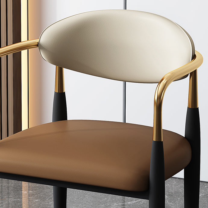 Glam Style Arm Chair Faux Leather Open Back Dining Chair for Home Clearhalo 'Dining Chairs' 'Dining Tables & Seating' 'dining_chair' 'furn' 'furn_dining_chair' 'Furniture' 'furniture_dining_chair' 'Kitchen & Dining Furniture' 5019626