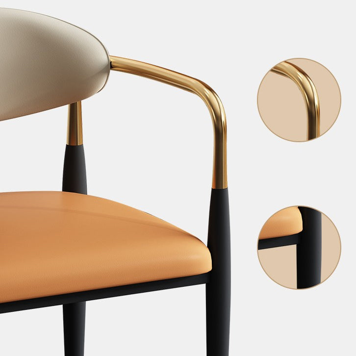 Glam Style Arm Chair Faux Leather Open Back Dining Chair for Home Clearhalo 'Dining Chairs' 'Dining Tables & Seating' 'dining_chair' 'furn' 'furn_dining_chair' 'Furniture' 'furniture_dining_chair' 'Kitchen & Dining Furniture' 5019628