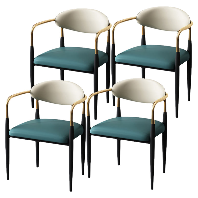 Glam Style Arm Chair Faux Leather Open Back Dining Chair for Home Green 4 Piece Set Clearhalo 'Dining Chairs' 'Dining Tables & Seating' 'dining_chair' 'furn' 'furn_dining_chair' 'Furniture' 'furniture_dining_chair' 'Kitchen & Dining Furniture' 5019629