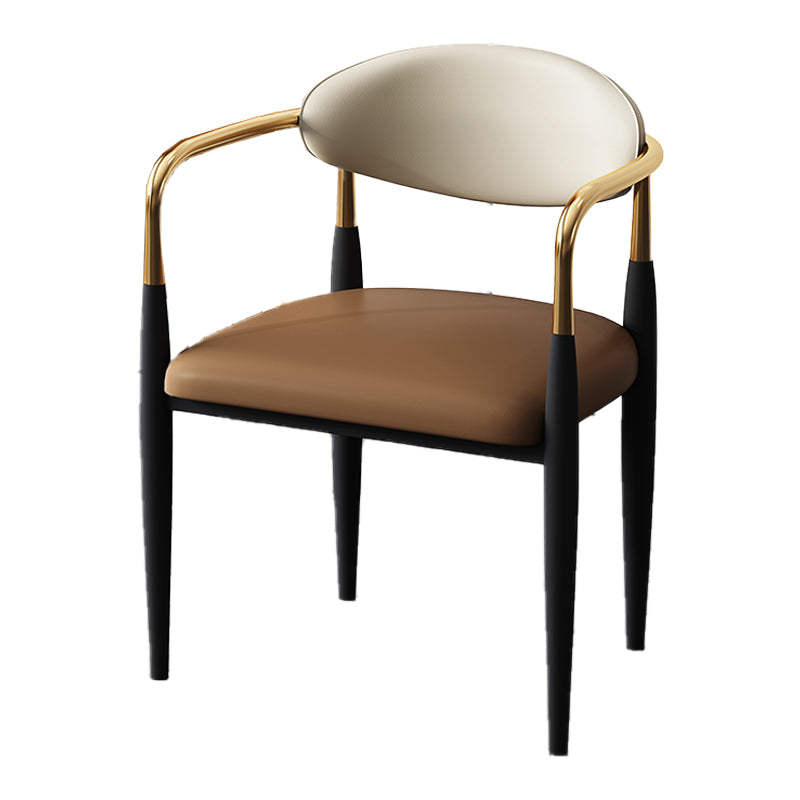 Glam Style Arm Chair Faux Leather Open Back Dining Chair for Home Coffee 1 Piece Clearhalo 'Dining Chairs' 'Dining Tables & Seating' 'dining_chair' 'furn' 'furn_dining_chair' 'Furniture' 'furniture_dining_chair' 'Kitchen & Dining Furniture' 5019630