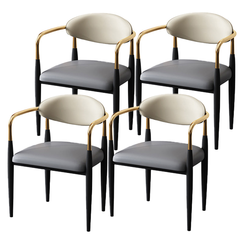 Glam Style Arm Chair Faux Leather Open Back Dining Chair for Home Grey 4 Piece Set Clearhalo 'Dining Chairs' 'Dining Tables & Seating' 'dining_chair' 'furn' 'furn_dining_chair' 'Furniture' 'furniture_dining_chair' 'Kitchen & Dining Furniture' 5019638