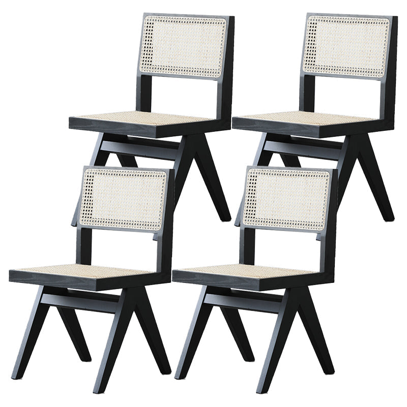 Armless Dining Chairs Modern Style Solid Wood Side Chairs for Dining Room Black Non-Upholstered Chair(s) 4 Piece Set Clearhalo 'Dining Chairs' 'Dining Tables & Seating' 'dining_chair' 'furn' 'furn_dining_chair' 'Furniture' 'furniture_dining_chair' 'Kitchen & Dining Furniture' 5019655